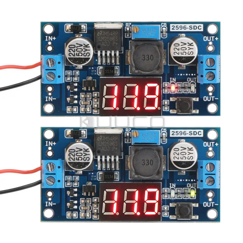 LM2596 DC 12 В Регулируемый преобразователь напряжения с регулируемым питанием от 24 В до 12 В 12 В до 5 В 5 вольт понижающий преобразователь+ светодиодный вольтметр