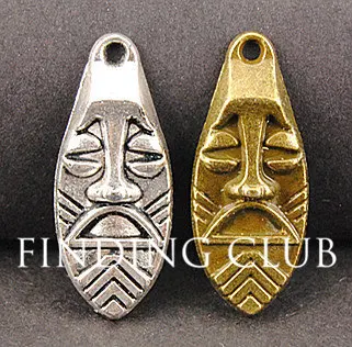 

10 pcs Antique Bronze and Silver Mask Charm Pendant Zinc Alloy Pendants Fit Jewelry Making 38x15mm A784/A852