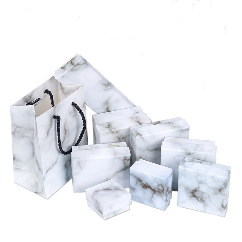 

Factory price new marble jewelry packaging box jewelry box wholesale necklace earring jewelry box can Customized logo
