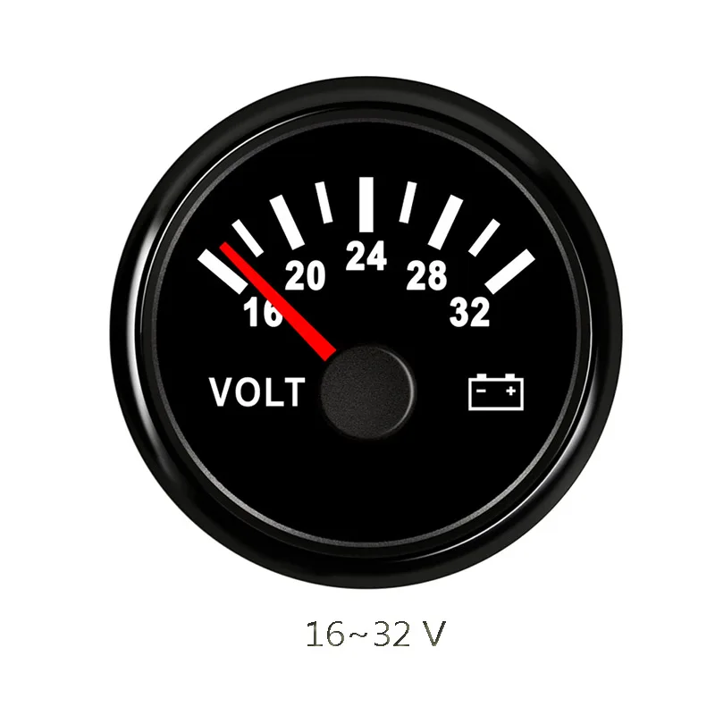 52 мм Морской вольтметр 12 в 24 В подходит для автомобиля, мобильного двигателя, мотоцикла, красная подсветка, водонепроницаемый ЖК-дисплей, Вольт 12 24 В, метр - Цвет: BN 16-32V