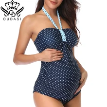 С открытой спиной,, два предмета, танкини, галстук, купальник для беременных женщин, винтажный, размера плюс, с рисунком в горошек, мягкий, купальный костюм, бикини, набор, 5XL