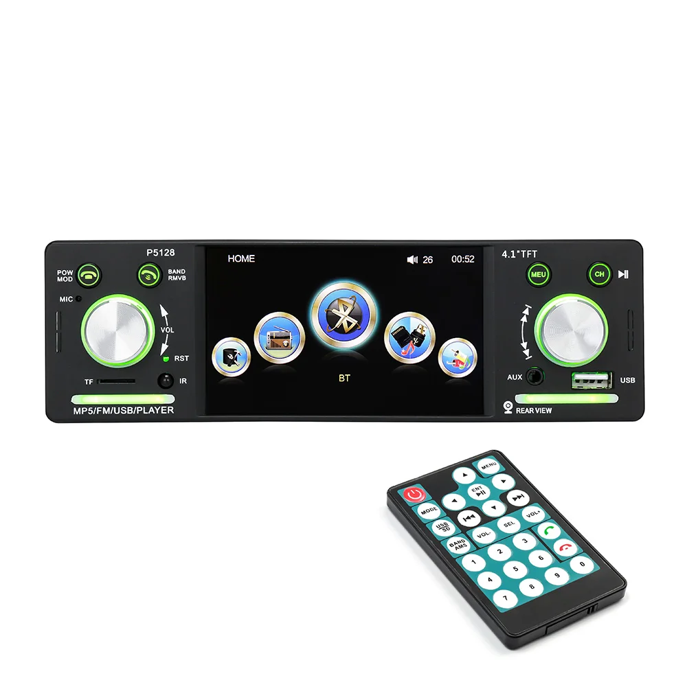 

4.1" Car Stereo Car Radio Autoradio 12V Bluetooth 1 Din FM Aux Input Receiver In-dash SD USB MP3 WMA APP Car Radio Player P5128