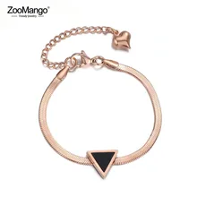 ZooMango модный треугольник черный корпус цепь звено браслет ювелирные изделия титановая сталь браслеты для женщин девочек ZB18002
