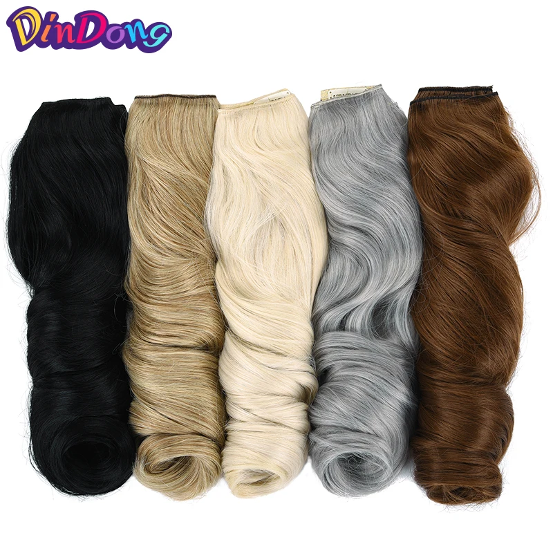

DinDong Synthetic Flip In Hair Wavy Clip in Hair Extensions 3/4 Half Wig 3 Styles 50 Colors Available Premium Heat Resistant