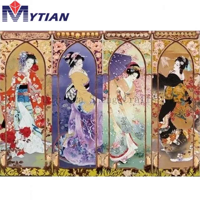 18092094 Japanese Women Portrait Diamond Painting Kit Full Square Round Drill 5d DIY Kimono Girls Mosaic Rhinestone Diamond Embroidery