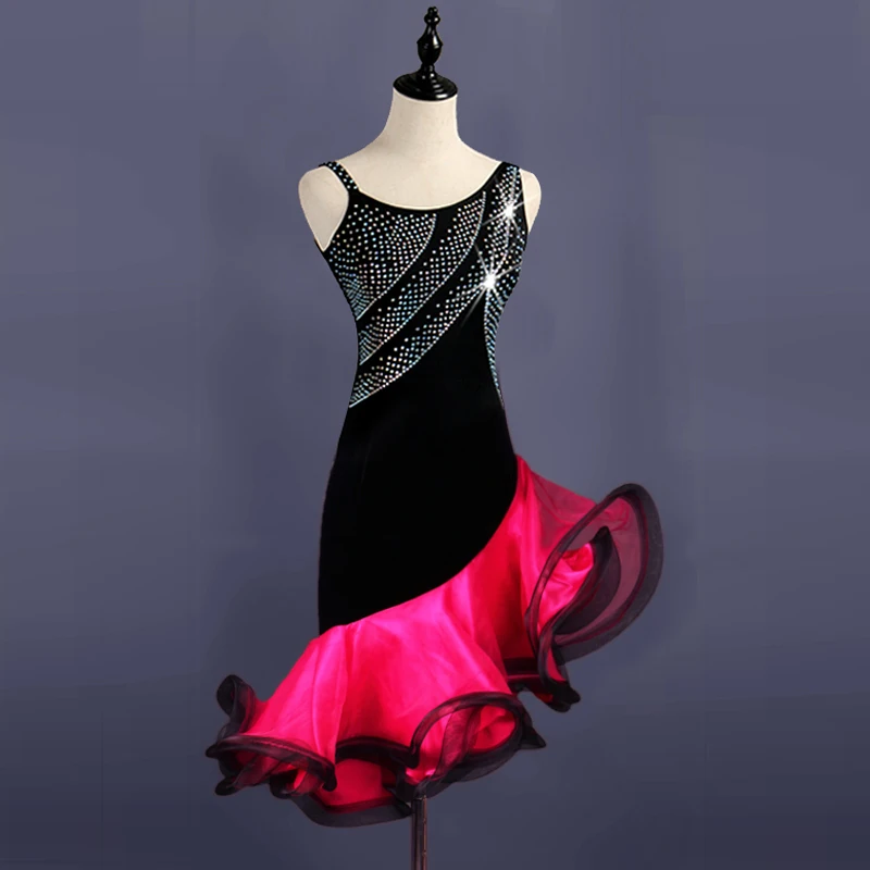 Черное латинское танцевальное платье для женщин для девочек Танго ...