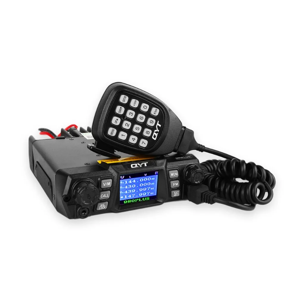 QYT KT-980 Plus VHF 136-174mhz UHF 400-480mhz 75W Двухдиапазонный базовый автомобильный Грузовик мобильное радио любитель с кабелем программирования