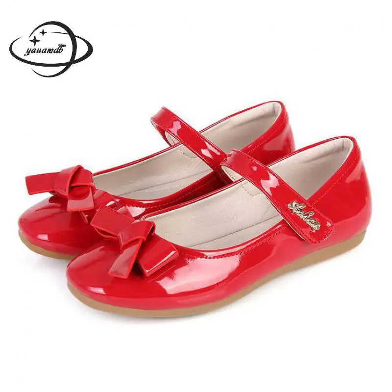 YAUAMDB kids leather shoes 2018 spring autumn girls leather shoes baby bow solid princess