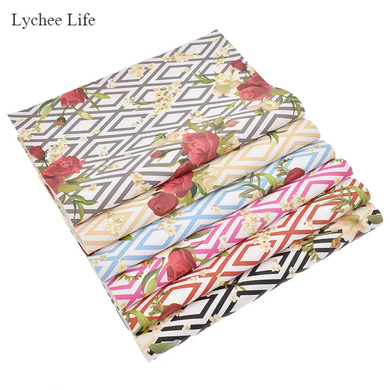 

Lychee Life Fashion Flower Printed Synthetic Leather DIY Home Textile Decorative Sewing Fabric Garment Craft Accessories