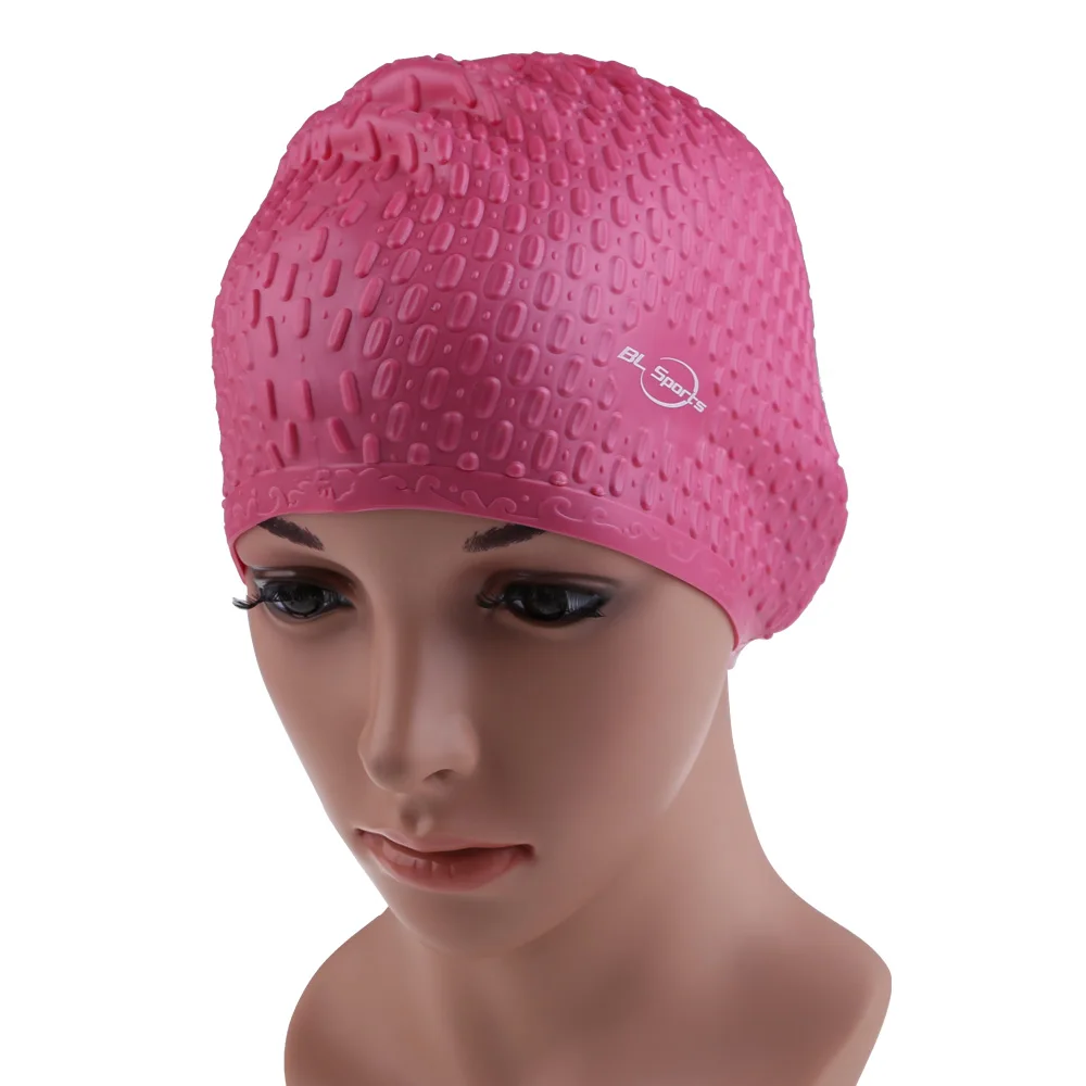 Hot selling Adult Swimming Cap Waterproof Silicon Waterdrop Cover Rose