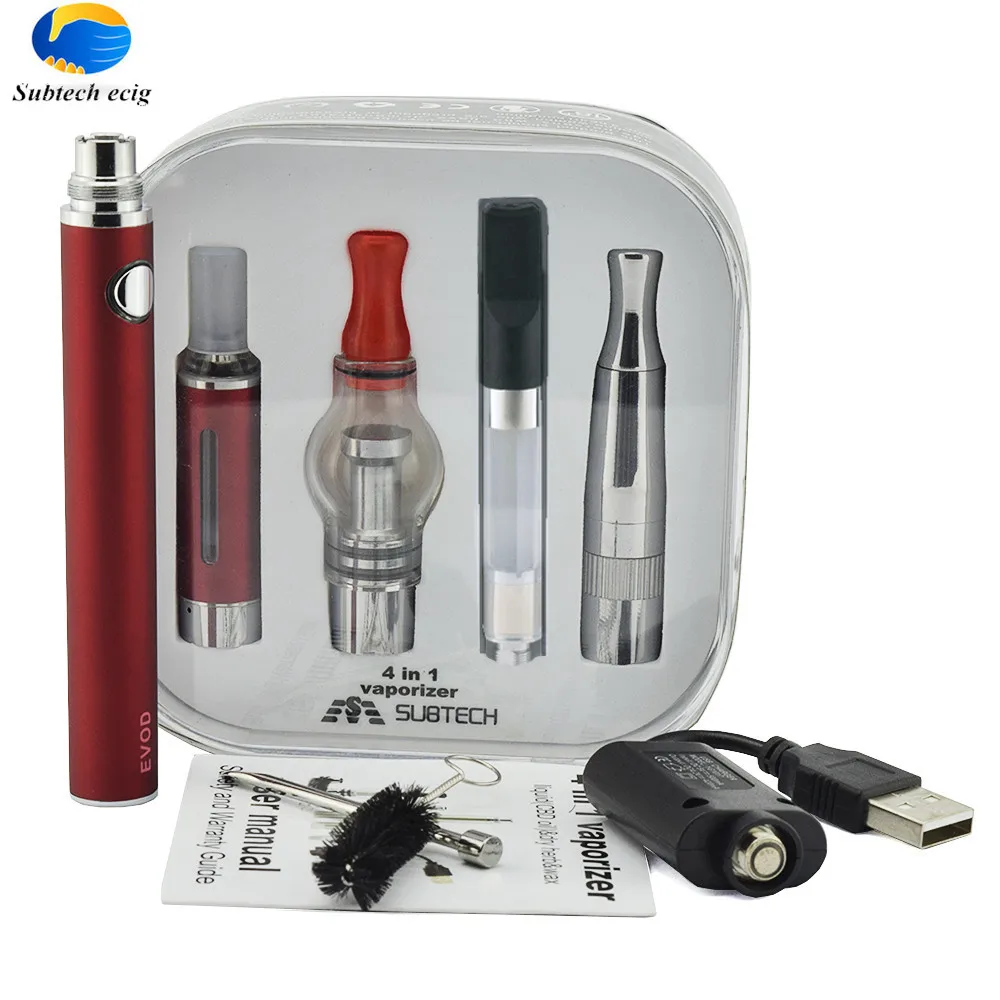 2pcs New arrival Electronic cigarette 4 in 1 vaperizer starter kits for Liquid/Dry/wax dry herb 1100mah electronic cigarette kit