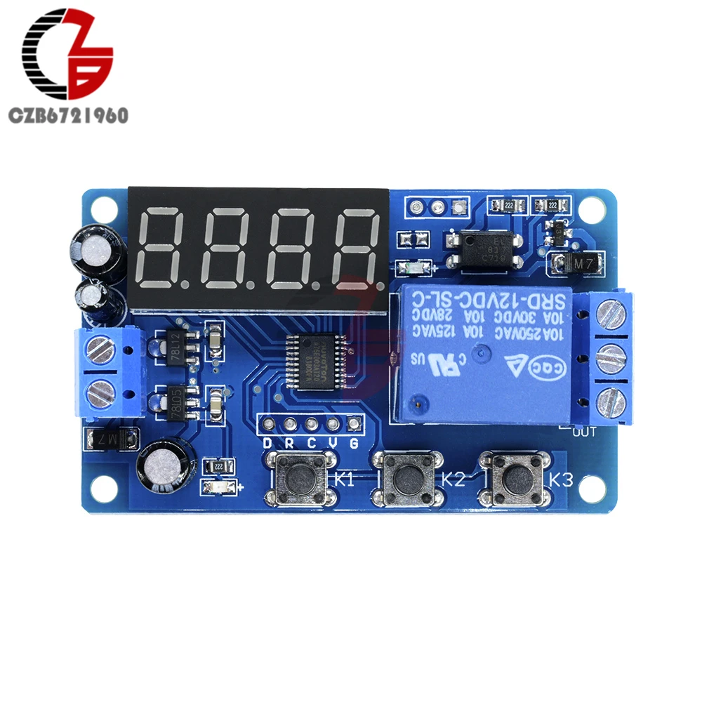 Релейный модуль с задержкой обратного отсчета времени постоянного тока 12 В светодиодный цифровой таймер переключатель управления PLC реле времени модуль анти обратного напряжения регулятор