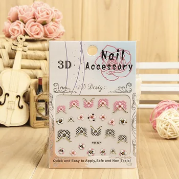 

Whosale 100Sheets/lot Lace nail Carved stereoscopic Nail Sticker French flower Lace Nail Sticker Manicure Sticker YM121-150