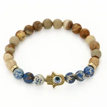 Фатима Ладонь глаз бусины энергии браслет натуральный император камень изображение браслеты с орнаментами