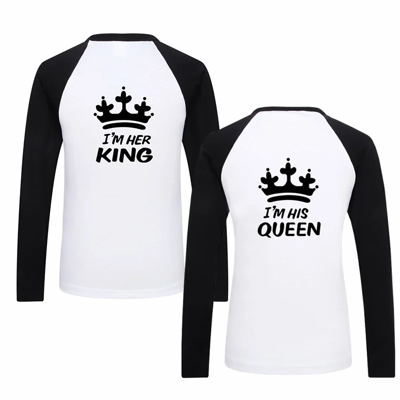

Family Outfits Adult King Queen Couple Pullover Kids Prince and Princess Long Sleeve Pure Cotton T-shirt Tops Fashionable 2019