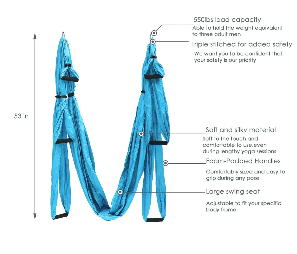 Aerial Yoga Strap Yoga Hammock 15 Color 6 Handles Anti-gravity Aerial Yoga Hammock Set