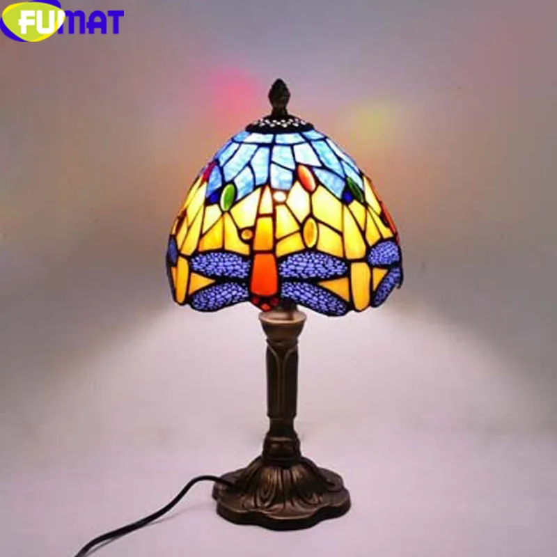 2Blue Dragonfly Stained Glass Tiffany Table Lamp