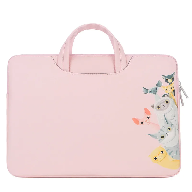 Женская сумка для ноутбука с милым принтом, портативный компьютер Brirfcase для Macbook Air Pro Dell HUAWEI 13 15 дюймов, сумки для ноутбуков, водонепроницаемые - Цвет: Pink Dog