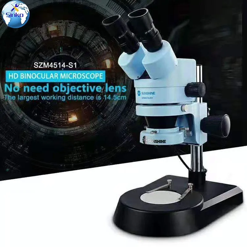 

Sunshine SZM4514-S1 Zoom 7X-45X HD Binocular Microscope For Mobile Phone Repair PCB Inspection Soldering Industrial Microscope