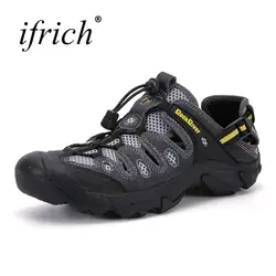 2019 Ifrich дышащие шлепанцы для мужчин дышащая Уличная обувь Лето Серый Армейский зеленый Летние Водные кроссовки
