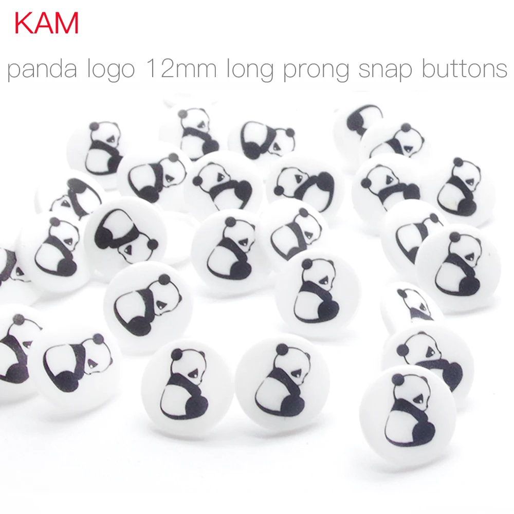 KAM Panda матовая белая удлиненная зубчатая Шпилька круглая кнопка с животными 12 мм 20