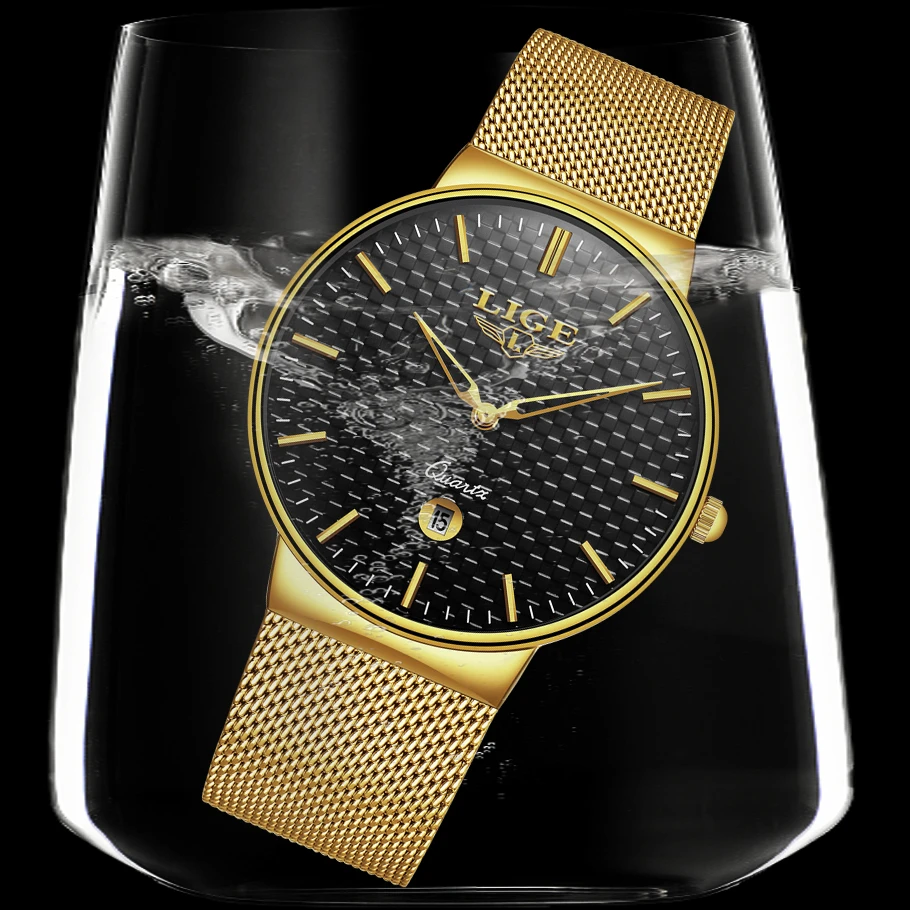 Relojes 2018 LIGE Top Brand Luxury Men Watches Men Business Quartz Watch Male Date Waterproof Gold Clock Man Relogio Masculino