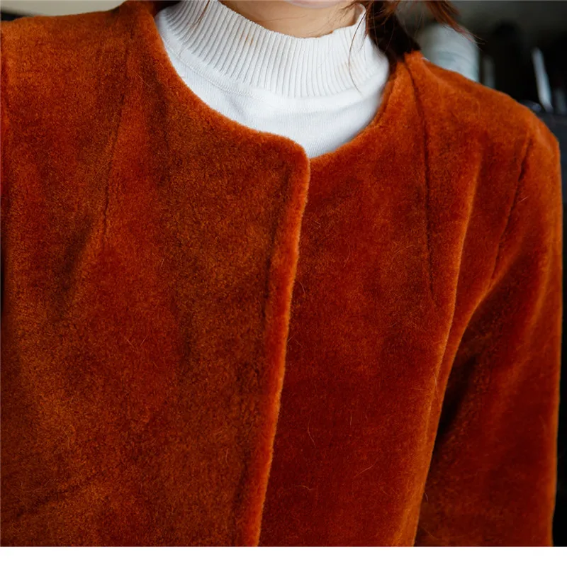 Manches Réel Nouveau 4 Véritable Cou Chaud Automne Fourrure O D'agneau Manteaux Sugar milk burn pink Femmes Hiver De Agneau 3 Beige Manteau 2018 Naturel Vestes x8Czn