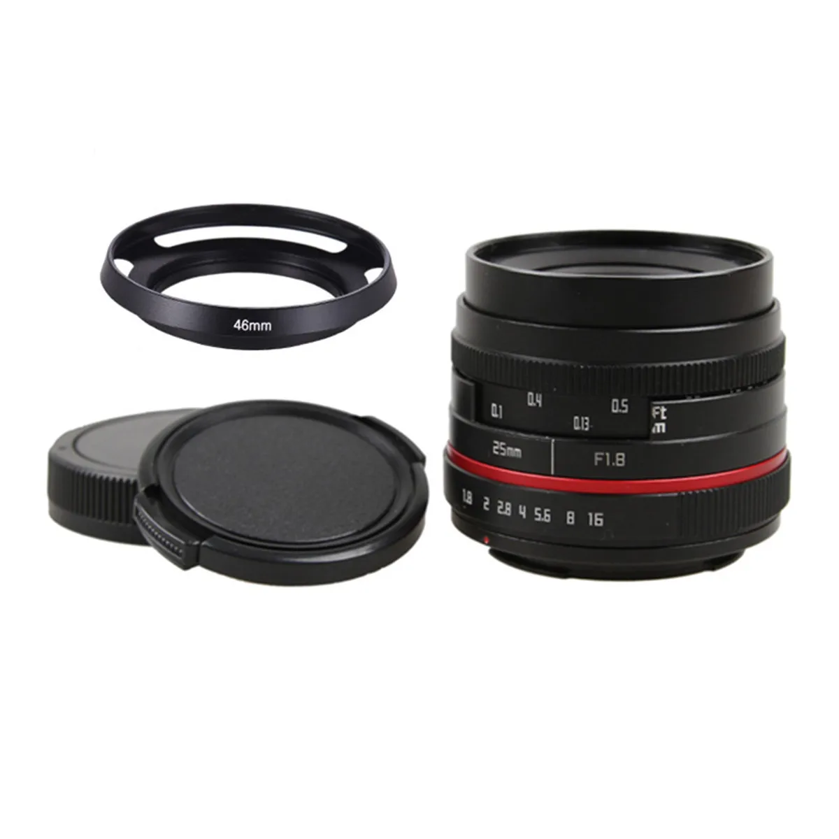25mm F1.8 Manual Wide Angle Lens+metal Lens Hood for Olympus Panasonic Micro