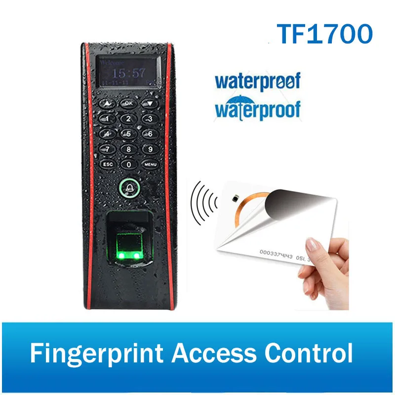 IP65 Водонепроницаемый доступа отпечатков пальцев Управление и рабочего времени TCP/IP ZK TF1700 двери Система контроля доступа с RFID Card Reader