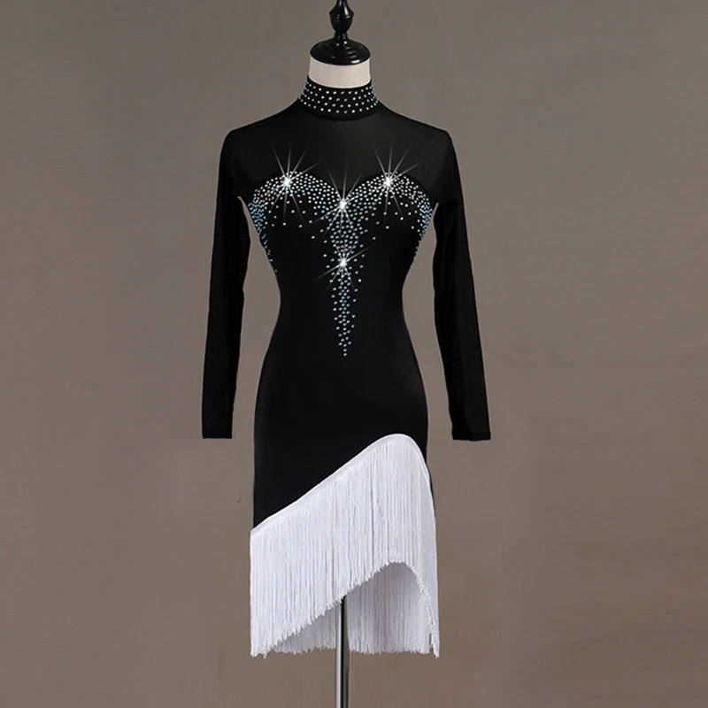 

Latin dance costume Latin dance costume professional sexy fringed fork rhumba cha-cha performance dress