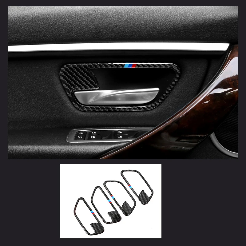 Для BMW 3 4 серии 3GT F30 F31 F32 F34 углеродное волокно Автомобильная накладка на внутреннюю дверную ручку Отделка дверная чаша наклейки аксессуары для автомобиля