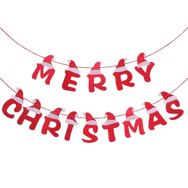 Us 416 49 Di Sconto35m Buon Natale Lettera Banner Decorazione Con Cappello Di Babbo Natale Di Disegno Di Natale Bunting Ghirlande Albero Di