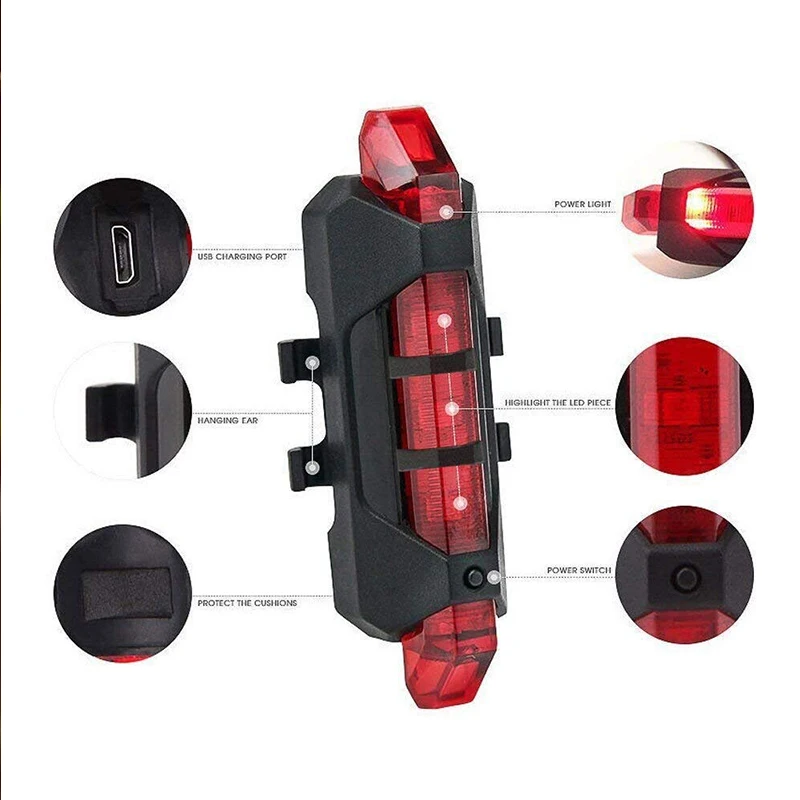 Best WasaFire Bike Tail Light Rechargeable USB LED Taillight MTB Safety Warning Bicycle Front Rear Light Bicycle Lamp Flash Light 1