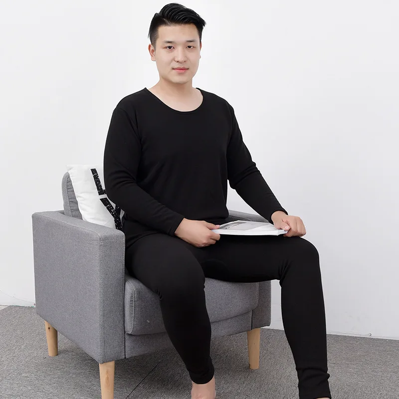 XL-7XL Thermal underwear sets fleece thick solid winter inner wear soft warm undershirt underpants 2 pieces set men Long Johns