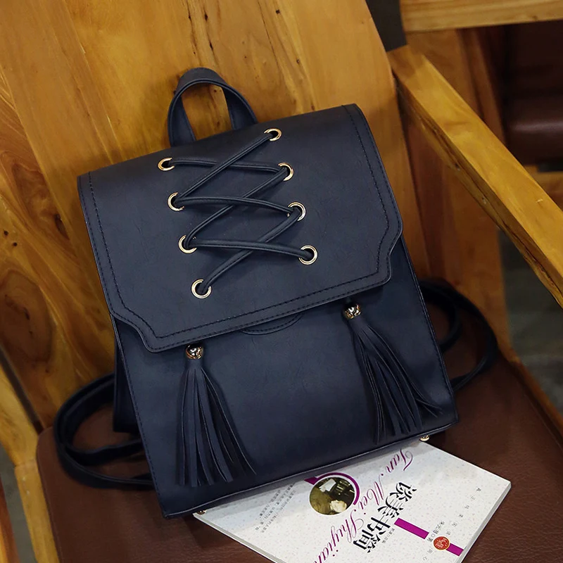 JANESPRI New Design Tassel Women Backpack PU Leather Backpack for Girl Female School Shoulder Bag Vintage Travel Bagpack Mochila (20)