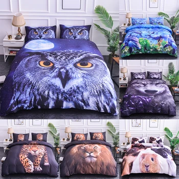 

Boniu 3D Animal Bedding Set Galaxy Printed Duvet Cover Set Pillowcases 2/3 Pcs Queen King Size Bedd Set