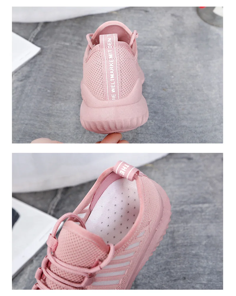 Модные кроссовки; женская повседневная обувь; женская обувь на плоской подошве; кроссовки из дышащего сетчатого материала; Милая женская обувь; цвет розовый, белый; A1523