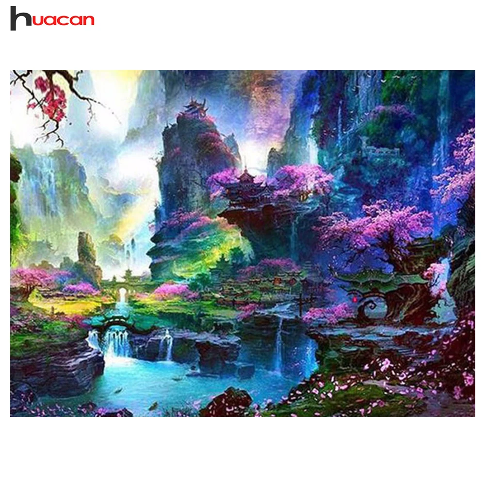 

Huacan DIY Diamond Painting Mountains Landscape Handwork Diamond Embroidery Cross Stitch Home Decor Mosaic Square Rhinestones