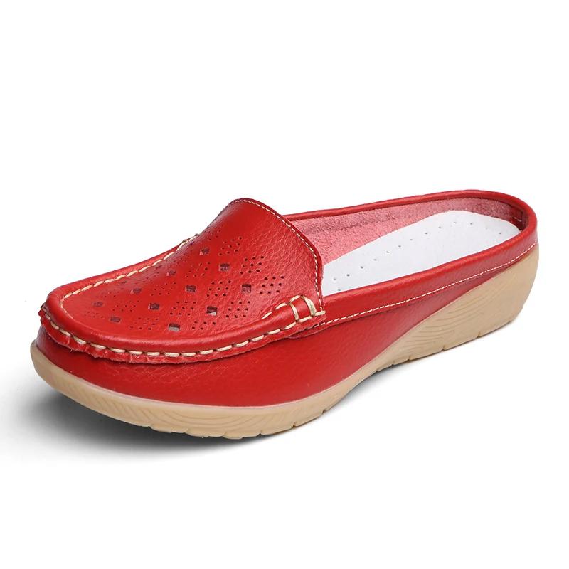 

New Arrival Solid Women Summer Slippers Flip Flops Genuine Leather Flat Slippers Ladies Slip on Flats Clogs Shoes Woman