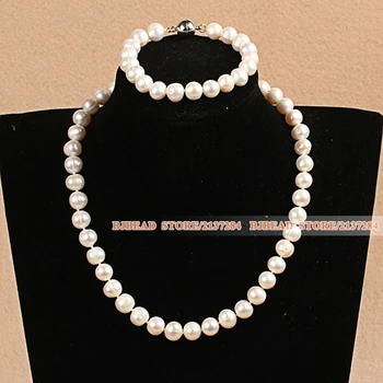 

Beautiful And Graceful Hot Sale 9-10mm Natural Smooth White Pearl Jewelry Set Hot Sale (Necklace & Bracelet)