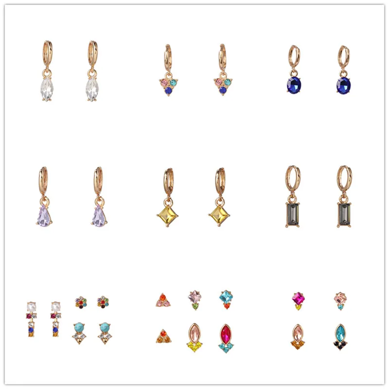 

JURAN Shiny Small Pendant Dangle Earrings For Women Geometric Charm Multicolored Fashion Drop Statement Earrings Jewelry