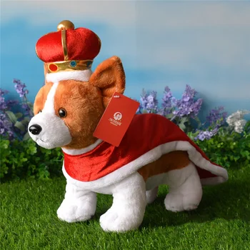 

Lifelike Corgi Dog Plush Toys w/ Crown and Cloak Extra Soft Welsh Corgi Pembroke Stuffed Animal Toys Christmas Gifts