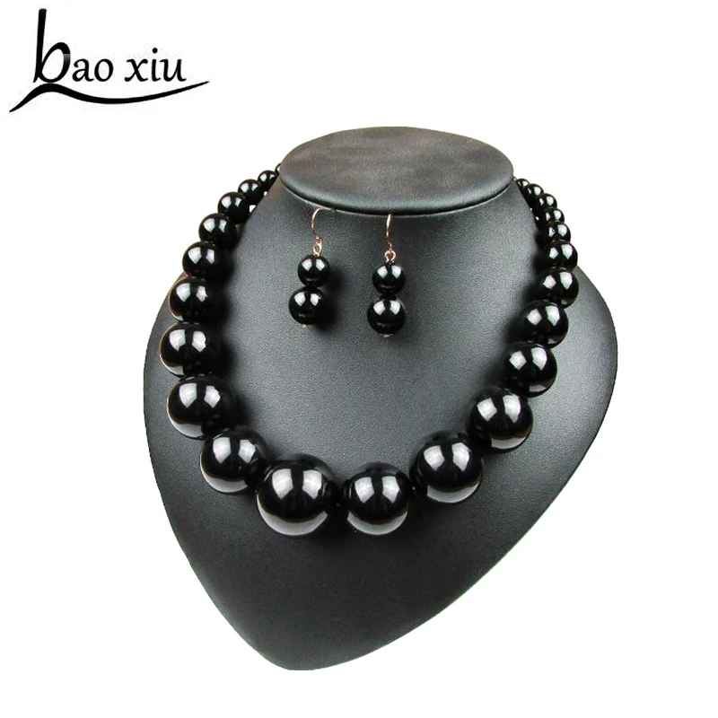 

2018 fashion Pearl Choker Necklace for Women Short Design 6 Color Big Beads Necklace Statement Collier Party Jewelry