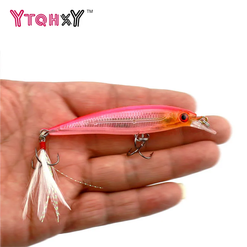 

1PCS Minnow Fishing lure wobbler with feather iscas artificiais para pesca 9cm 8g jig swimbait crankbait fishing tackle WQ210
