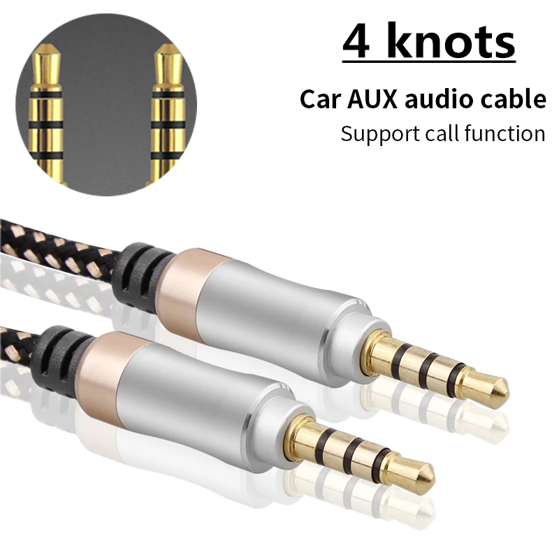 

HOTR Braid Shield 3.5mm Car Audio Aux Cable Male to Male 4 Knot Stereo Earphone Extension Cord 1.5m Aux Cable Line High Fidelity