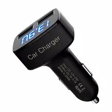 2017 Hot Car Usb Socket 4 In 1 Dual USB Car Charger Adapter Voltage DC 5V 3.1A Tester For Phone Car Charger Adapter New Auto ABS
