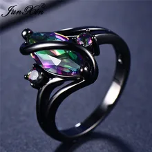 11 farbe Einzigartige Geheimnis Weibliche Mädchen Regenbogen Ring Mode 14KT Schwarz Gold Hochzeit Schmuck Vintage Ringe Für Frauen