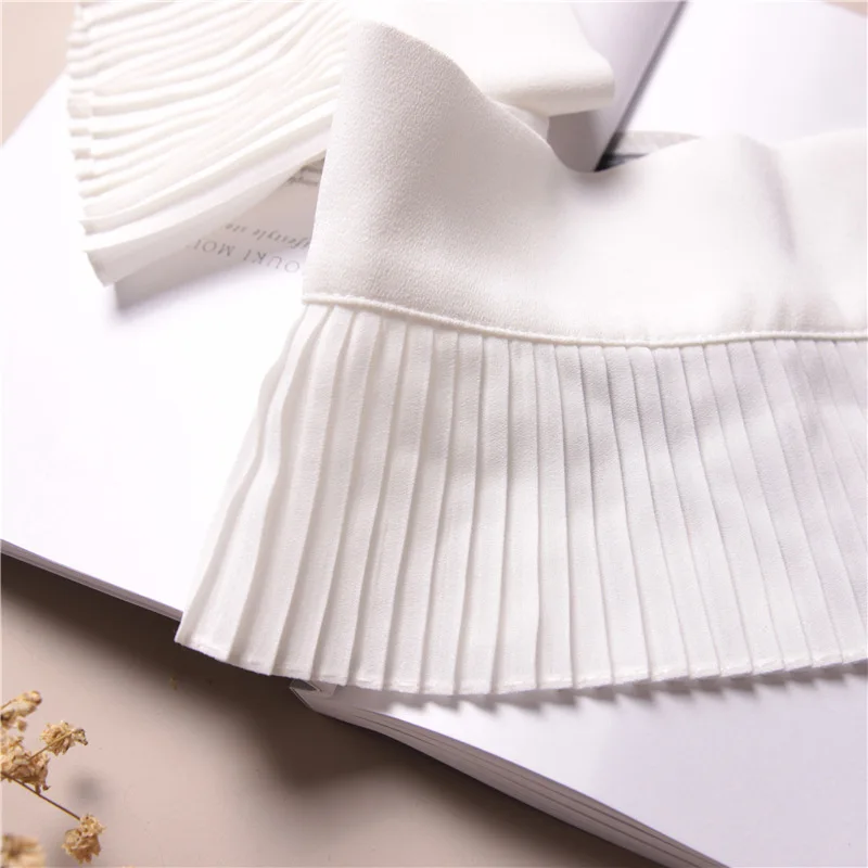 MIARA.L 2019 new white chiffon decoration with white pleated lace ladies fake sleeves fake cuffs free shipping for girls