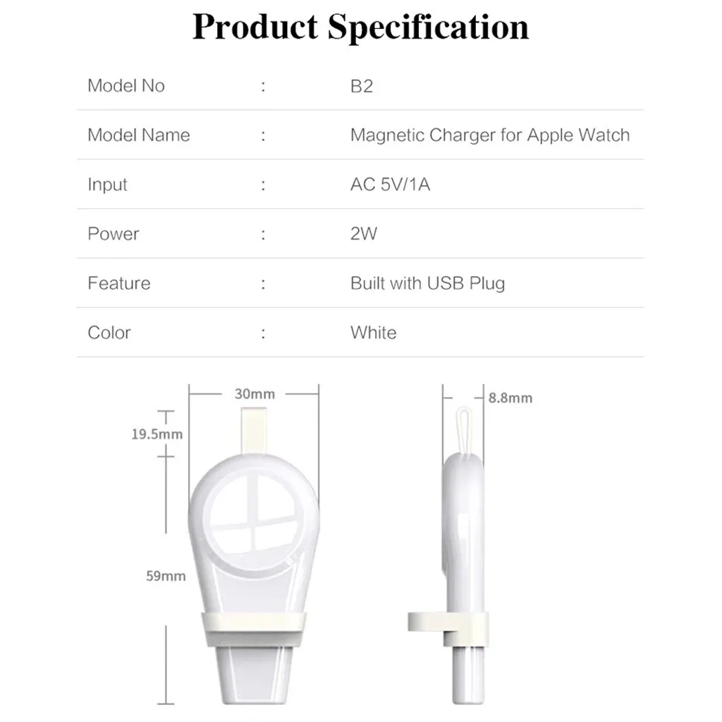 Беспроводное зарядное устройство USB для смарт часов Ipple Подставка зарядки Apple Watch 1
