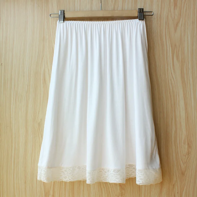 2017 New White Black Slip Women Modal Solid Half Slips With Lace Plus